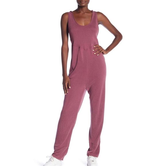 Free People Back Into It Jumpsuit Wine NWT XS - Picture 2 of 9